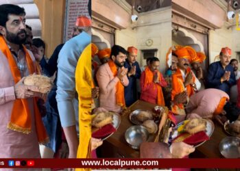 पुणेकरांना भावला मुरलीधर मोहोळांचा साधेपणा; प्रचंड गर्दीतही घेतलं रांगेत उभं राहून तांबडी जोगेश्वरीचं दर्शन