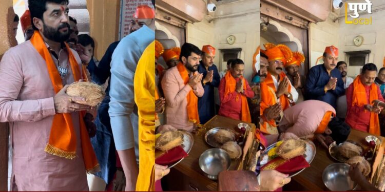 पुणेकरांना भावला मुरलीधर मोहोळांचा साधेपणा; प्रचंड गर्दीतही घेतलं रांगेत उभं राहून तांबडी जोगेश्वरीचं दर्शन
