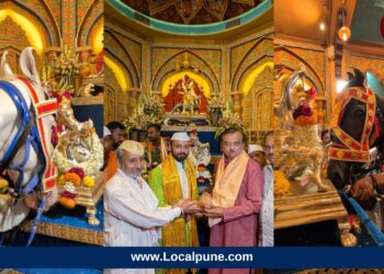संत ज्ञानेश्वर महाराजांच्या पालखीतील मानाच्या अश्वांनी घेतलं श्रीमंत भाऊसाहेब रंगारी गणपतीचं दर्शन